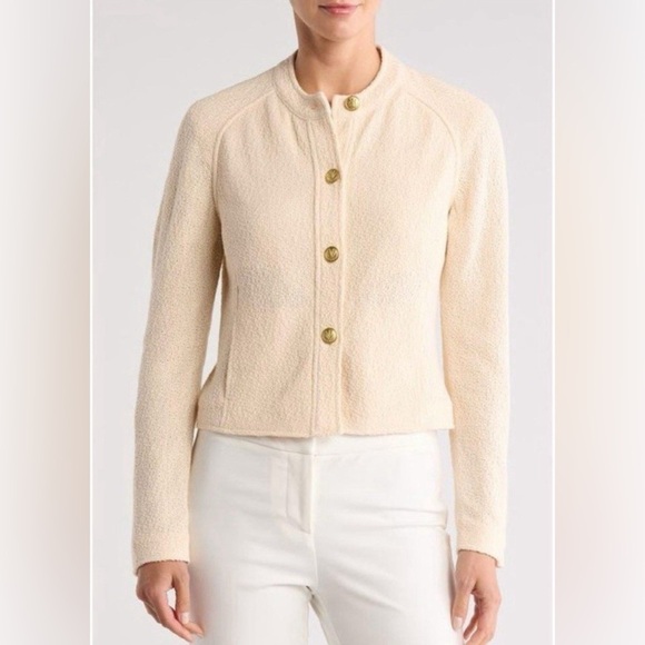 Rag & Bone Marisa tweed jacket in cream with matte gold buttons size 00 - Picture 3 of 8